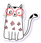Cat With Glasses Sticker
