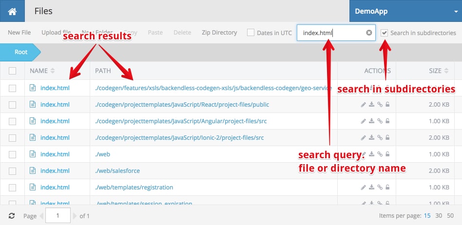 Searches file https