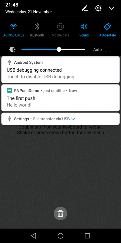 Push notification received from Backendless