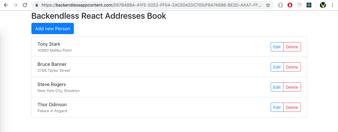 ReactJS Address Book App