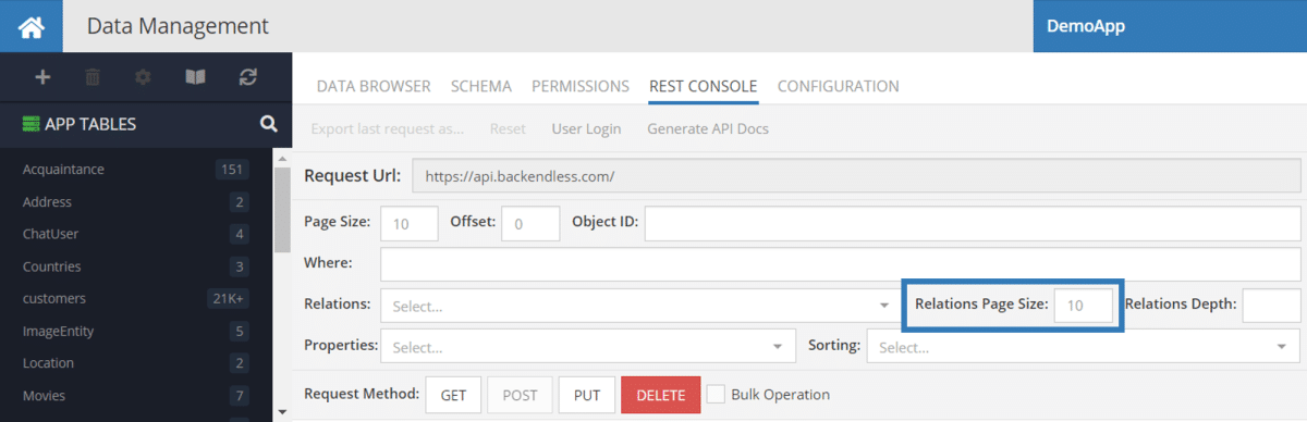 Relations Page Size