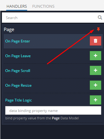 Unpin logic to page element