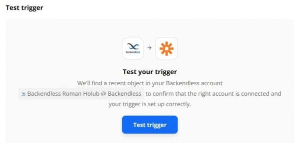 Test trigger in Zapier