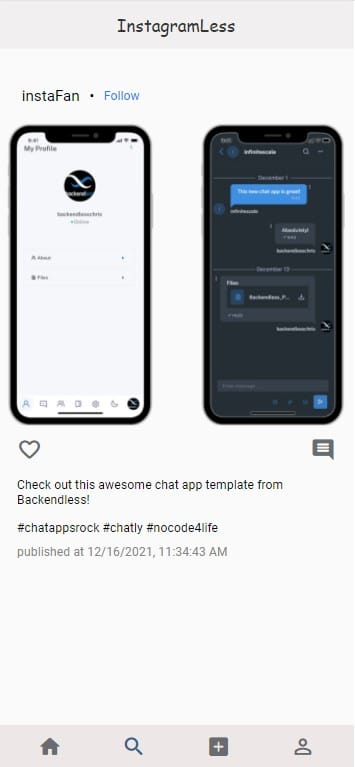 Instagram clone explore posts on mobile