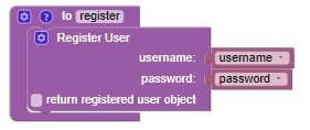 Register user codeless logic