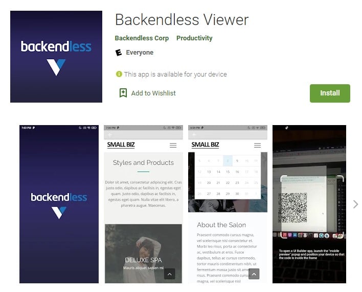 Backendless Viewer Google Play