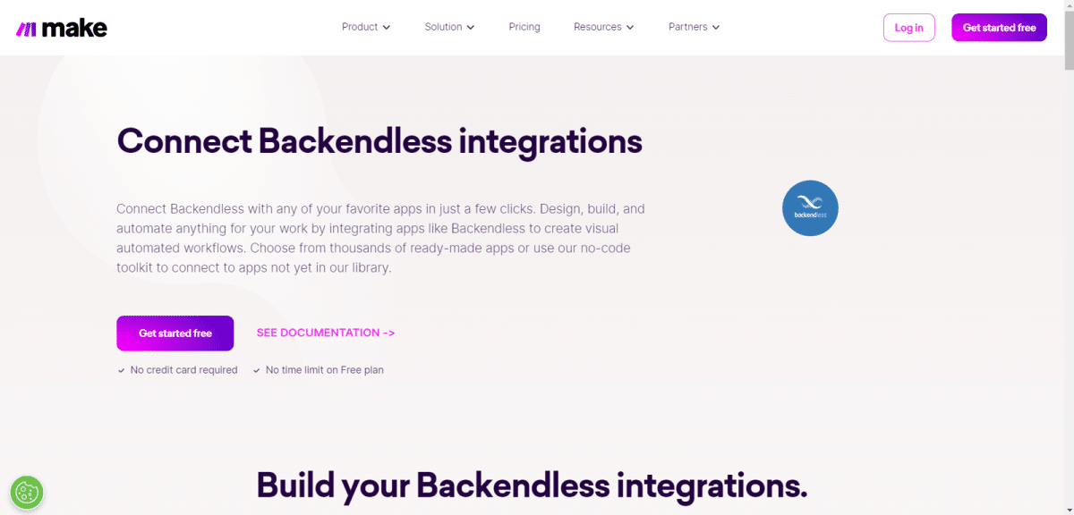 Make Backendless integration page