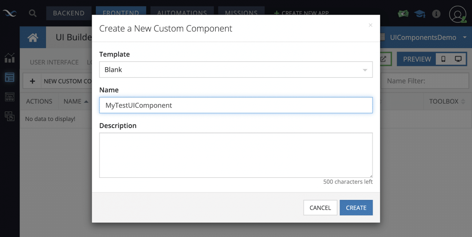 Custom UI Components in Backendless UI Builder