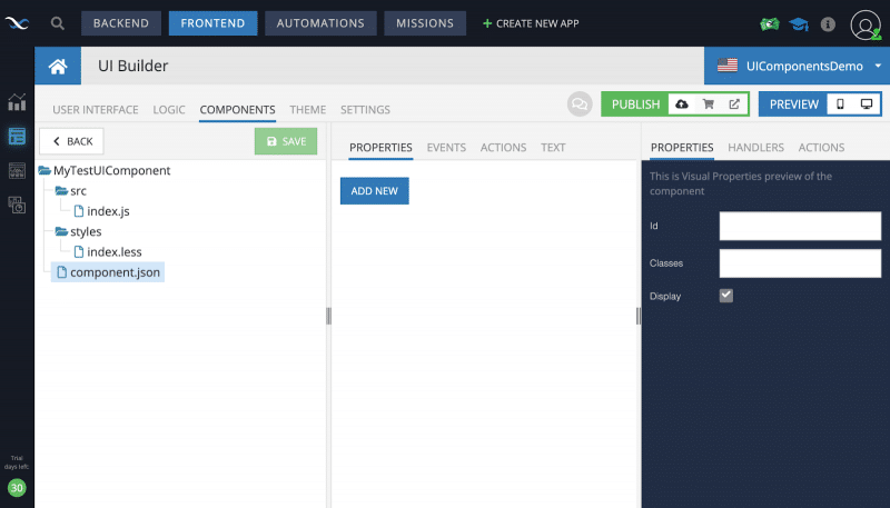 Custom UI Components in Backendless UI Builder