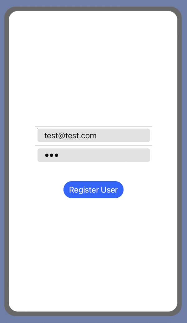 Register user screen preview in Thunkable