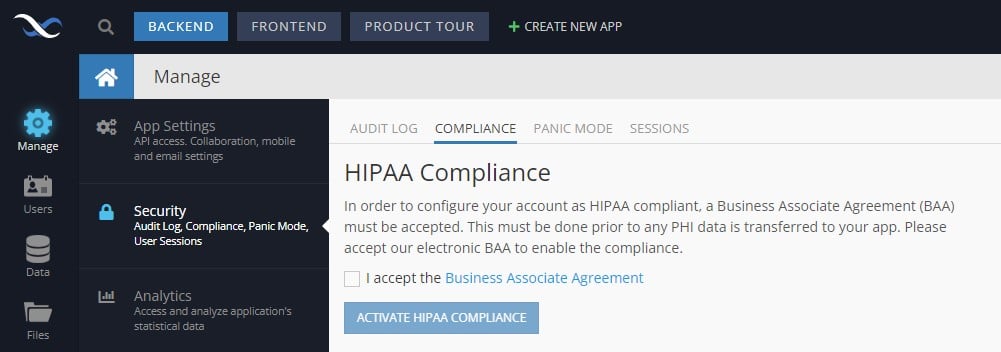 Backendless HIPAA Compliance