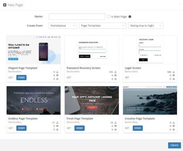 Landing pages available in UI Builder as pages