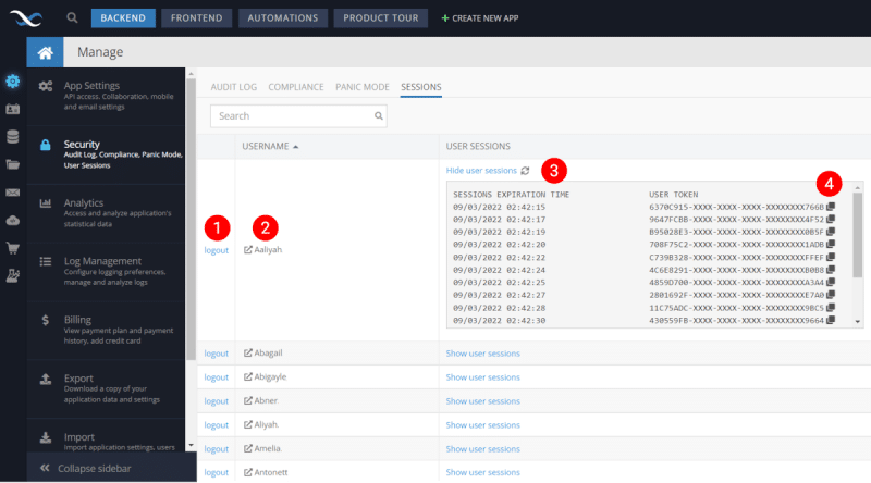 Session Manager in Backendless Enterprise Security | Backendless