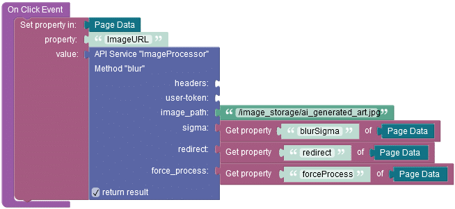 Image Processing API blur image Codeless logic