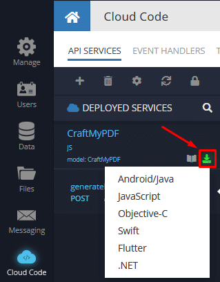 Download CraftMyPDF API Service SDK in Backendless