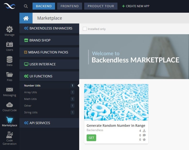 Custom Codeless Functions on Backendless Marketplace