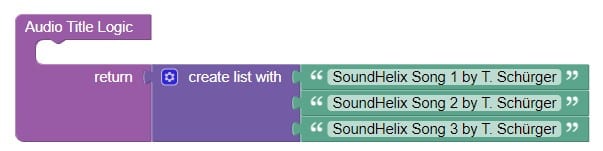 Example playlist titles in Codeless logic