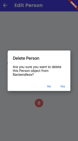 Delete object warning message