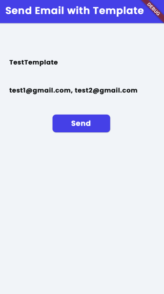 Send Email With Template page in test (debug) mode