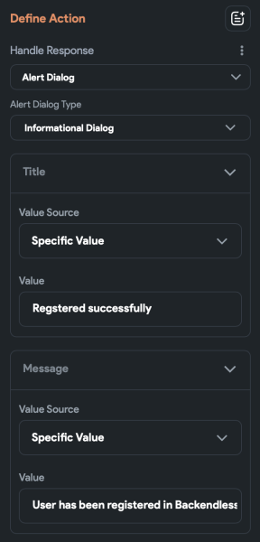 Set successful user registration message