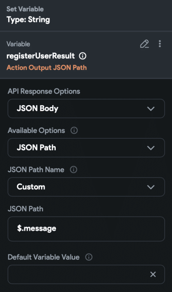 Use custom JSON path to display only error message