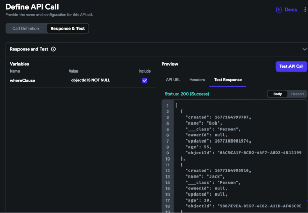 Test data retrieval API call from FlutterFlow to Backendless Database