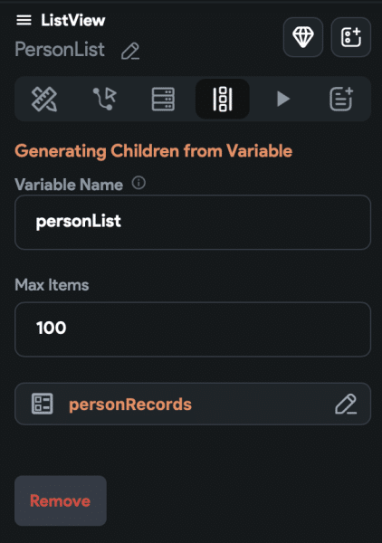 Set personList variable with maximum records of 100