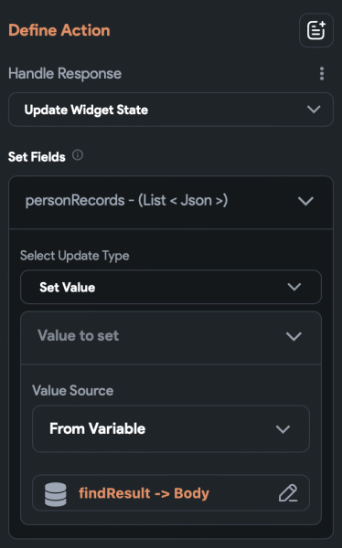 Set successful response array to personRecords variable