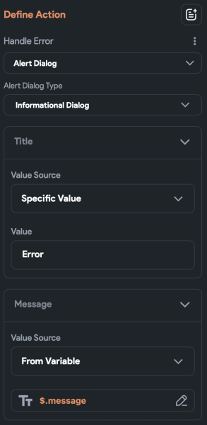 Set Update API failure error message