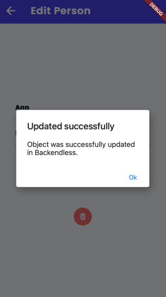 Success message if person successfully updated