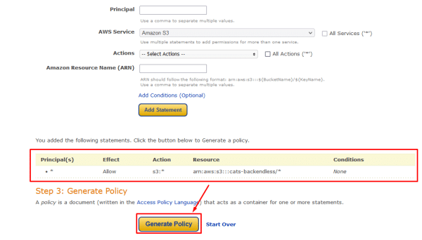 Review the policy and click the “Generate Policy” button