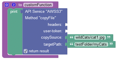 copyFile Amazon AWS S3 API service method